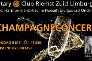 Rotary Club Riemst Zuid-Limburg organiseert, in samenwerking met de Koninklijke Harmonie St-Cecilia uit Hoeselt, haar zesde Champagneconcert. © RCRZL