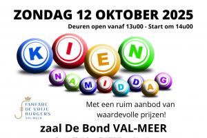 Uitnodiging Kienmiddag © Koninklijke Fanfare De Vrije Burgers